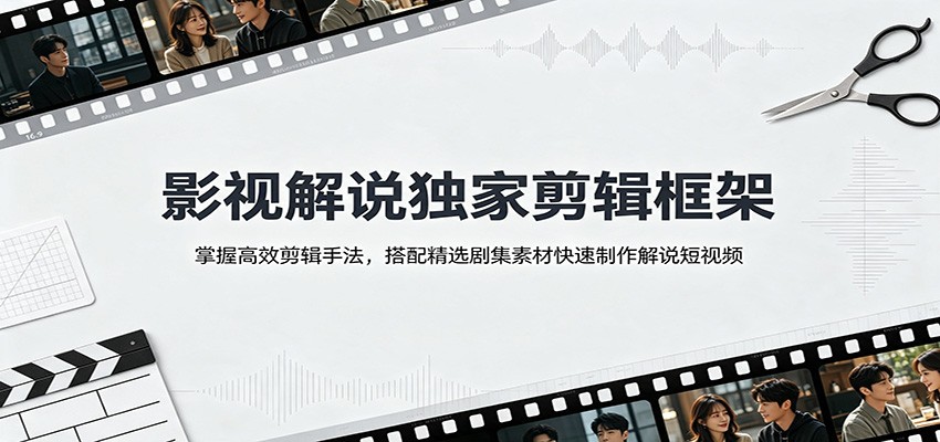 影视解说独家剪辑框架：掌握高效剪辑手法，搭配精选剧集素材快速制作解说短视频-九九网创