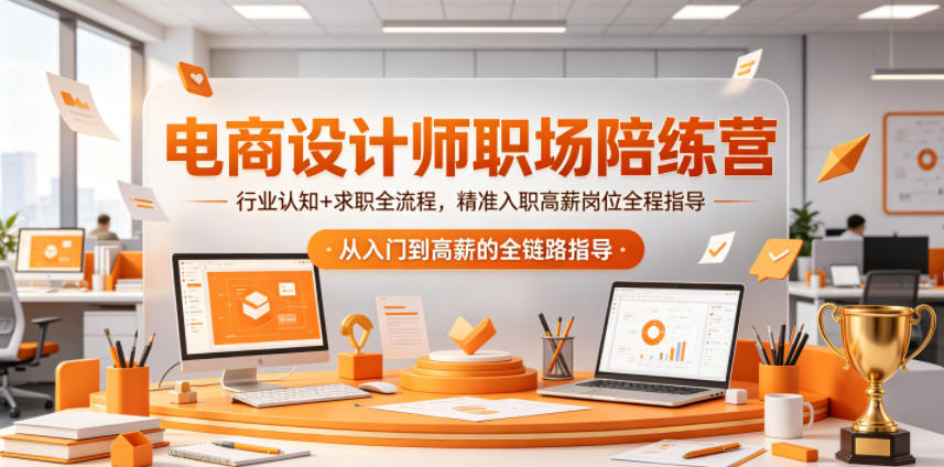 电商设计师职场陪练营，行业认知+求职全流程，精准入职高薪岗位全程指导-九九网创