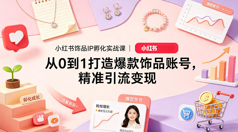 小红书饰品IP孵化实战课｜从0到1打造爆款饰品账号，精准引流变现-九九网创