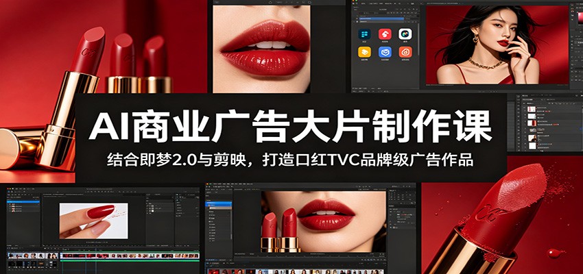 AI商业广告大片制作课：结合即梦2.0与剪映，打造口红TVC品牌级广告作品-九九网创