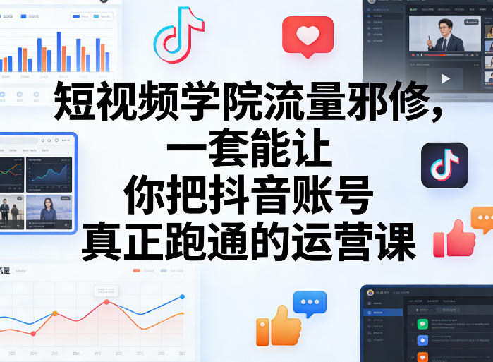 短视频学院流量邪修，一套能让你把抖音账号真正跑通的运营课-九九网创