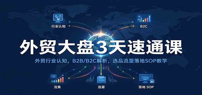 外贸大盘3天速通课：外贸行业认知，B2B/B2C解析，选品流量落地SOP教学-九九网创
