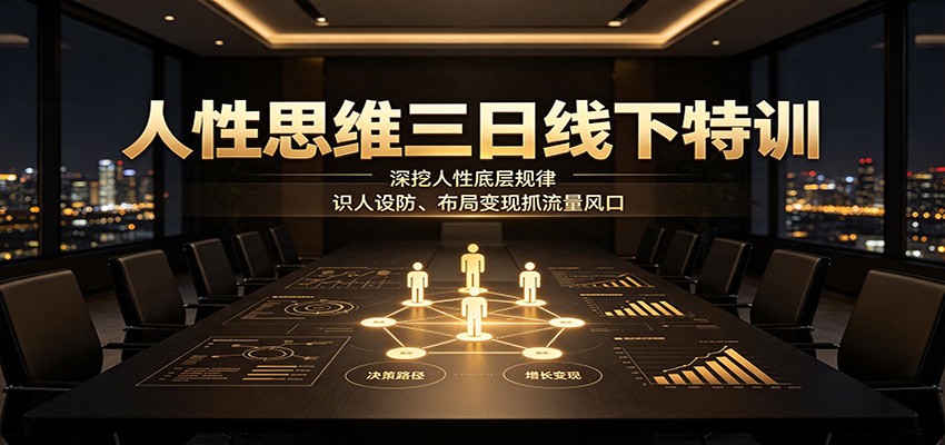 人性思维三日线下特训：深挖人性底层规律，识人设防、布局变现抓流量风口-九九网创
