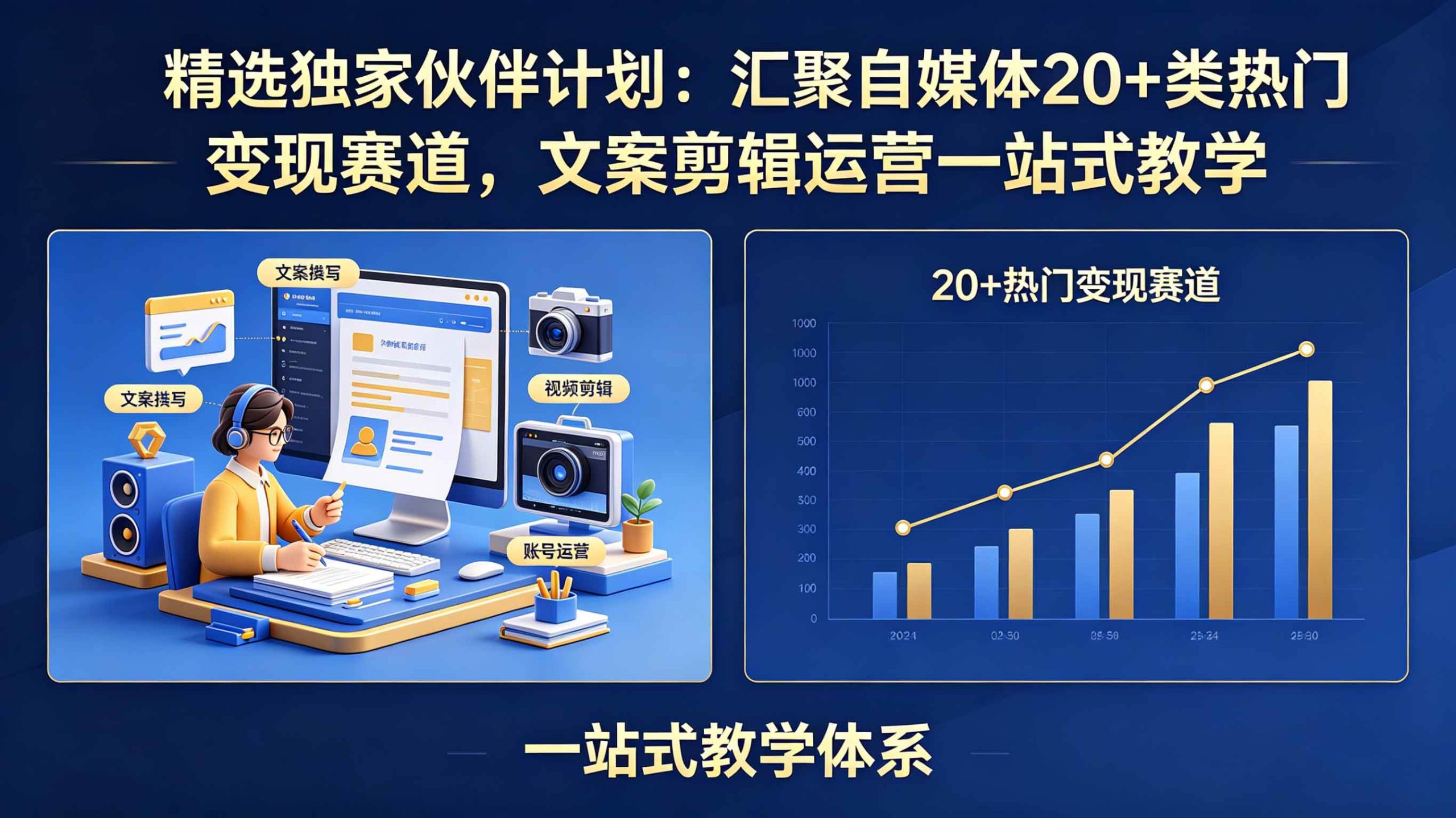 （18478期）精选独家伙伴计划：汇聚自媒体20+类热门变现赛道，文案剪辑运营一站式教学-九九网创