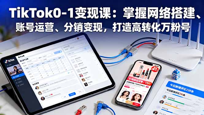 TikTok0-1变现课：掌握网络搭建、账号运营、分销变现，打造高转化万粉号-九九网创