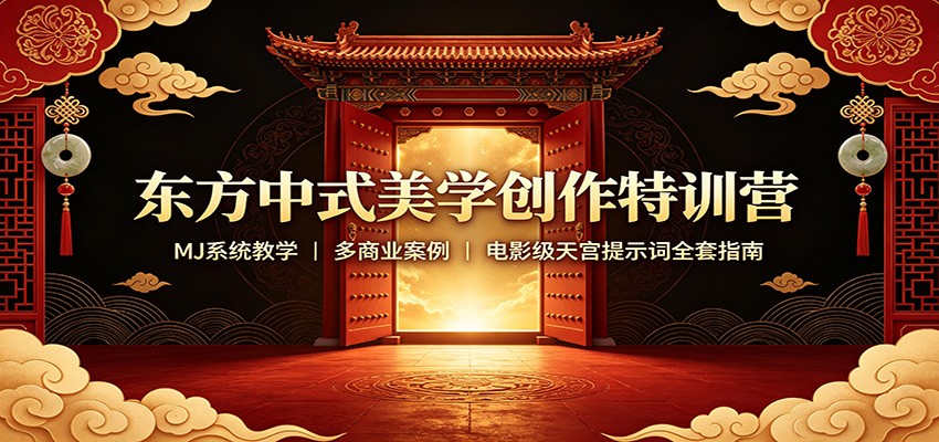 东方中式美学创作特训营：MJ系统教学，多商业案例，电影级天宫提示词全套指南-九九网创