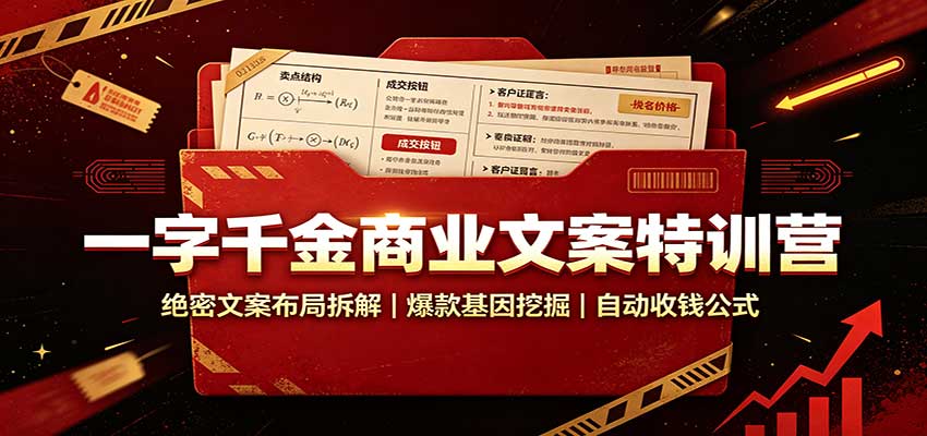 一字千金商业文案特训营:绝密文案布局拆解,爆款基因挖掘,自动收钱公式-九九网创