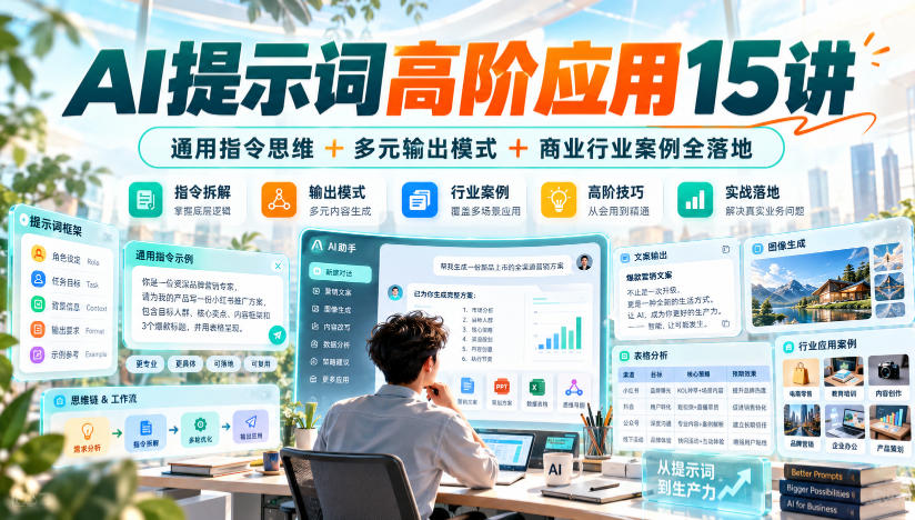 AI提示词高阶应用15讲｜通用指令思维+多元输出模式+商业行业案例全落地-九九网创
