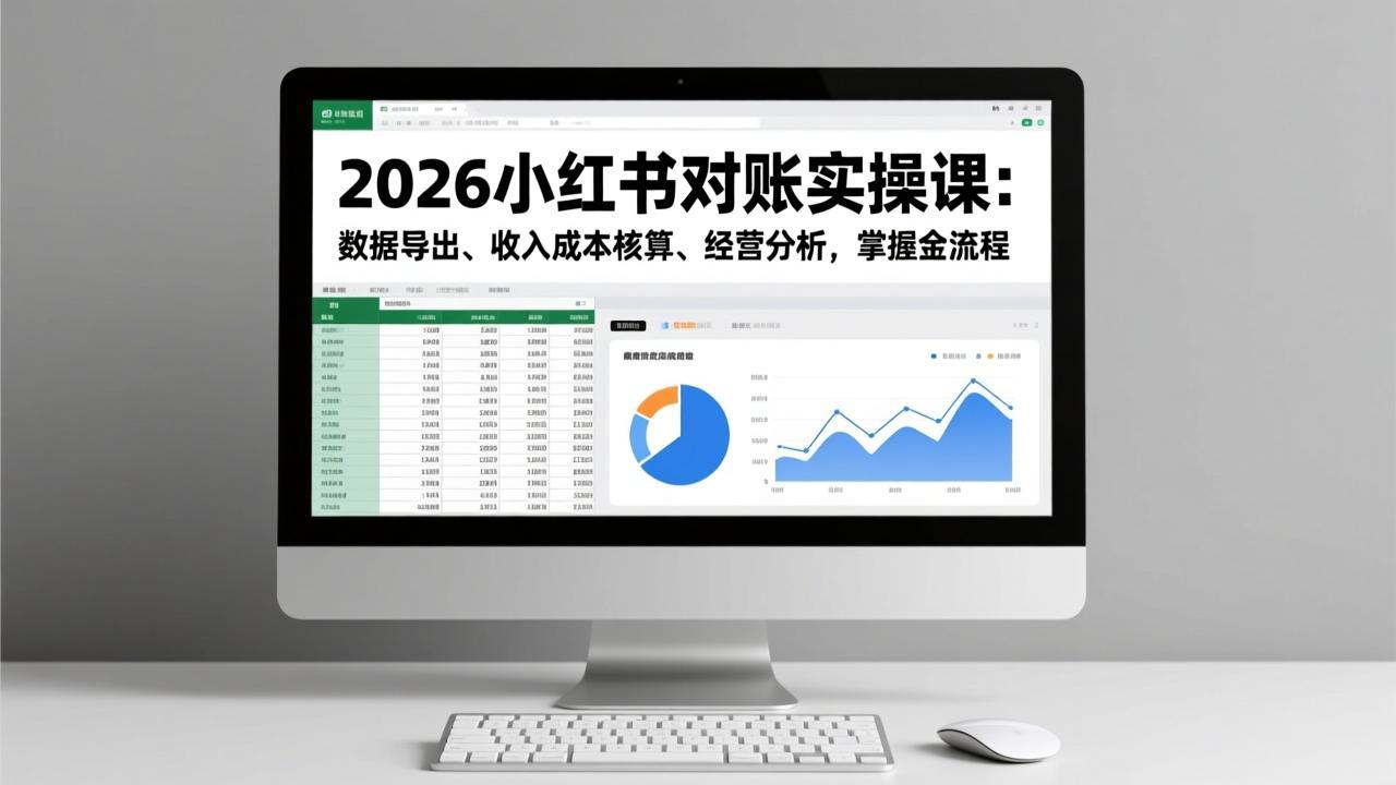 2026小红书对账实操课：数据导出、收入成本核算、经营分析，掌握全流程-九九网创