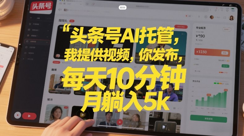 头条号AI托管，我提供视频，你发布，每天10分钟，月躺入5k+【揭秘】-九九网创