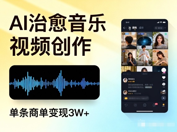AI做治愈音乐视频，多平台投稿，单条商单变现3W+-九九网创