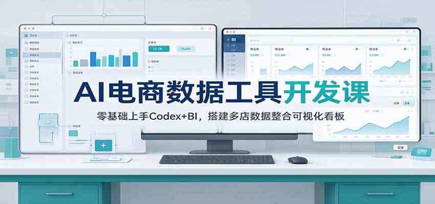 AI电商数据工具开发课:零基础上手Codex+BI,搭建多店数据整合可视化看板-九九网创