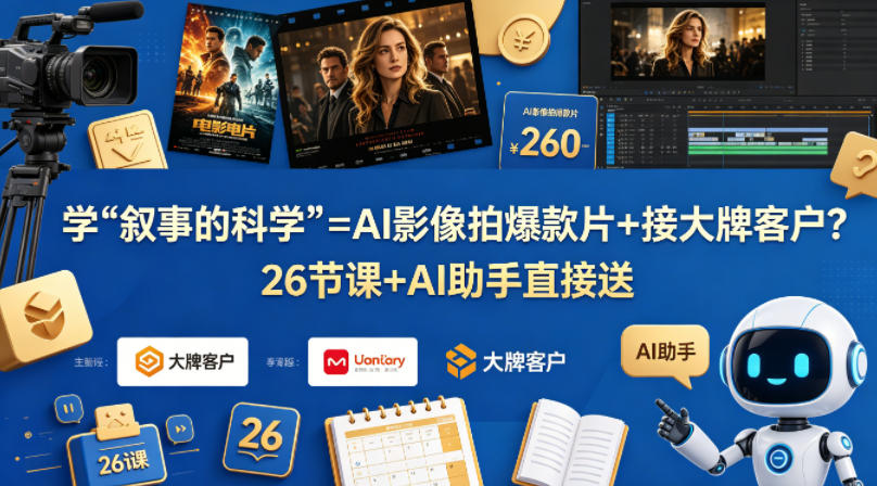学《叙事的科学》=AI影像拍爆款片+接大牌客户？26节课+AI助手直接送【原创双语字幕】-九九网创