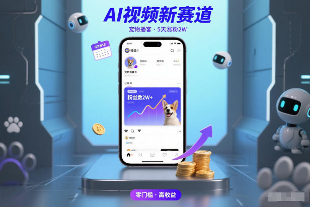 AI视频新赛道，宠物播客仅注册5天涨粉2W，收益非常可观-九九网创