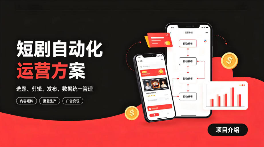 快手全自动短剧矩阵项目｜自动化分发，流量持续变现【揭秘】-九九网创