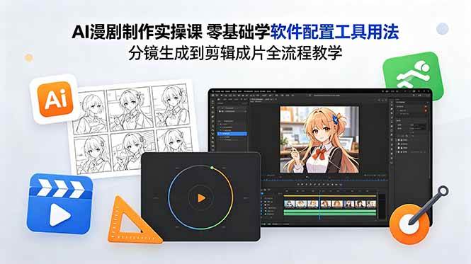 (18605期)AI漫剧制作实操课 零基础学软件配置工具用法 分镜生成到剪辑成片全流程教学-九九网创