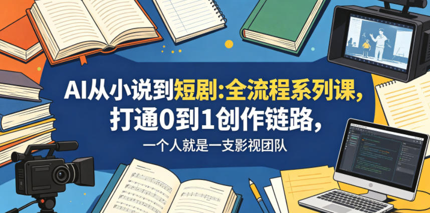 AI从小说到短剧全流程系列课，打通0到1创作链路，一个人就是一支影视团队-九九网创