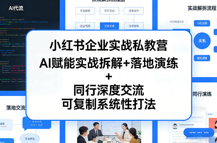 小红书企业实战私教营,AI赋能实战拆解+落地演练+同行深度交流,可复制系统性打法-九九网创