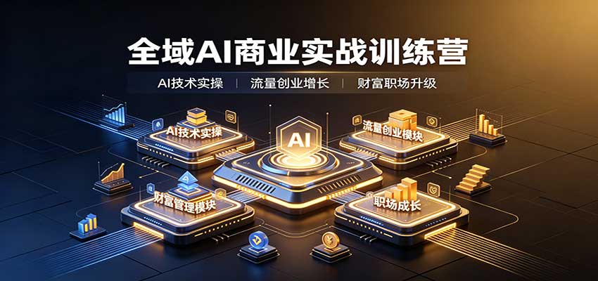 全域AI商业实战训练营：涵盖AI技术实操、流量创业、财富管理与职场成长全体系内容-九九网创