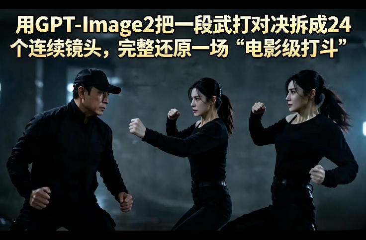 用GPT-Image2把一段武打对决拆成24个连续镜头，完整还原一场“电影级打斗”-九九网创