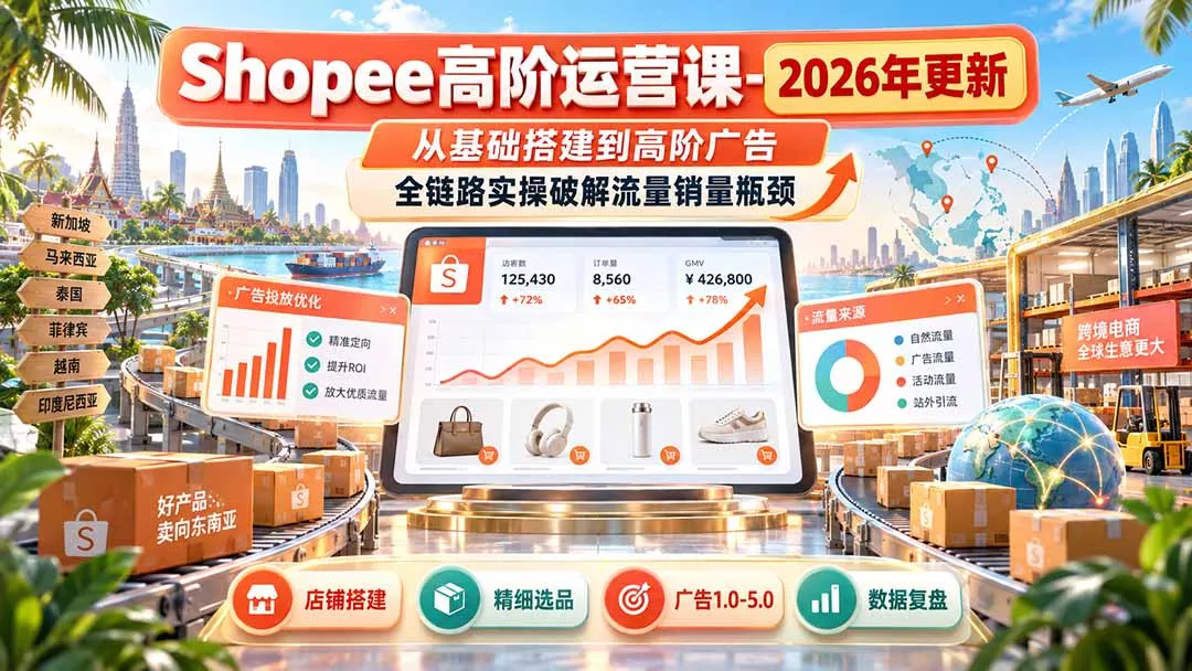 Shopee高阶运营课-更新9月，从基础搭建到高阶广告，全链路实操破解流量销量瓶颈-九九网创