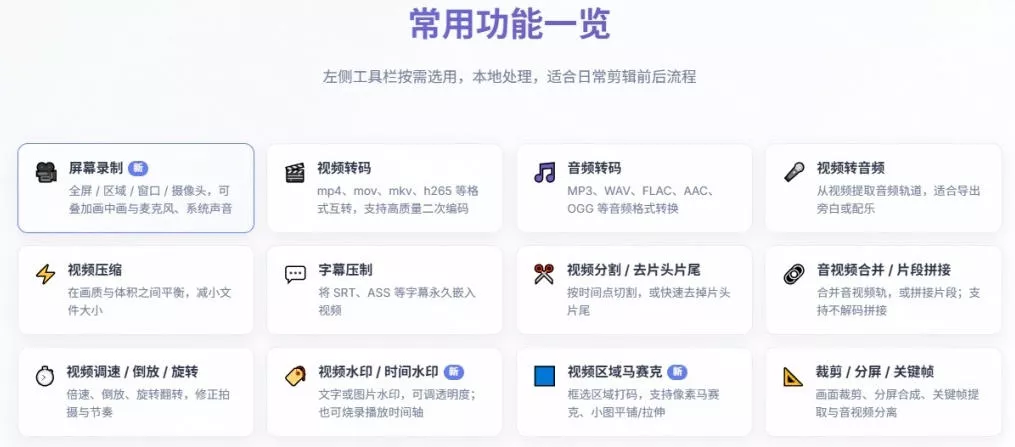 超强本地工具箱来了！内置屏幕录制、音视频切割合并、视频压缩提取等，永久免费蝌蚪视频转换大师-九九网创