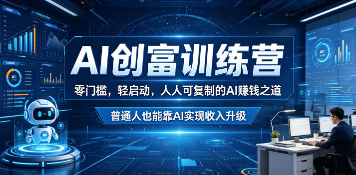AI创富训练营,零门槛,轻启动,人人可复制的AI賺钱之道,普通人也能靠AI实现收入升级-九九网创