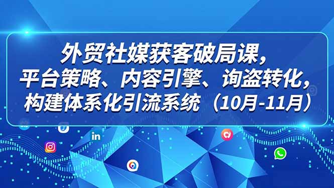 外贸 社媒获客破局课，平台策略、内容引擎、询盘转化，构建体系化引流系统(10月-11月-九九网创