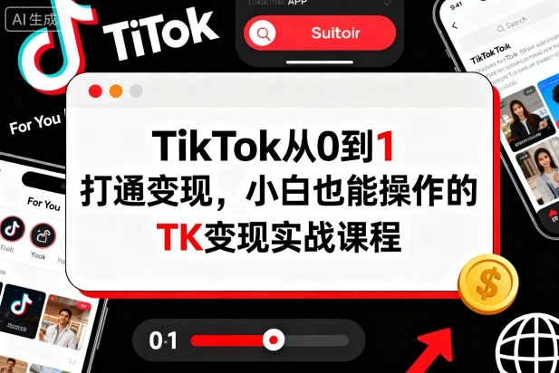TikTok从0到1打通变现，小白也能操作的TK变现实战课程-九九网创