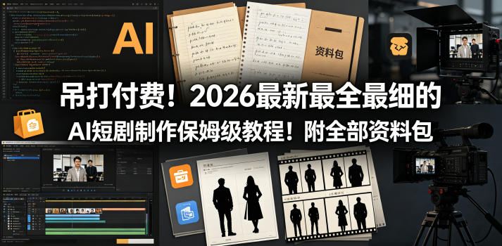 吊打付费！2026最新最全最细的AI短剧制作保姆级教程！附全部资料包-九九网创