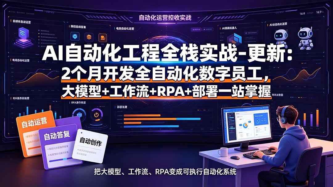 （19279期）AI自动化工程全栈实战-更新：2个月开发全自动化数字员工，大模型+工作流+RPA+部署一站式掌握-九九网创