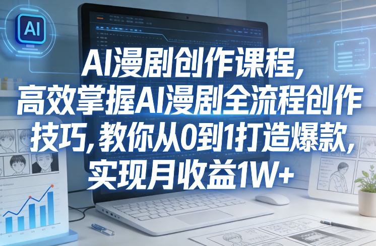 某社群AI漫剧创作课程,高效掌握AI漫剧全流程创作技巧,教你从0到1打造爆款,实现月收益1W+-九九网创
