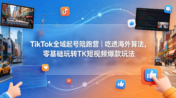 TikTok全域起号陪跑营｜吃透海外算法，零基础玩转TK短视频爆款玩法-九九网创