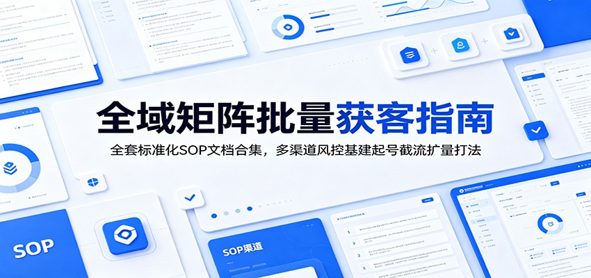 全域矩阵批量获客指南：全套标准化SOP文档合集，多渠道风控基建起号截流扩量打法-九九网创