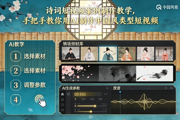古诗词短视频案例制作教学，手把手教你用AI制作中国风类型短视频-九九网创