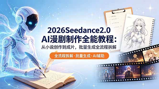 （18537期）2026Seedance2.0 AI制作全能教程：从小说创作到成片，批量生成全流程拆解-九九网创