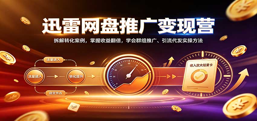 迅雷网盘推广变现营：拆解转化案例，掌握收益翻倍，学会群组推广、引流代发实操方法-九九网创