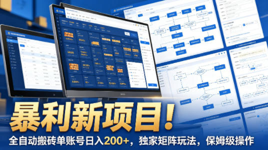 暴利新项目！全自动搬砖单账号日入200+，独家矩阵玩法，保姆级操作【揭秘】-九九网创