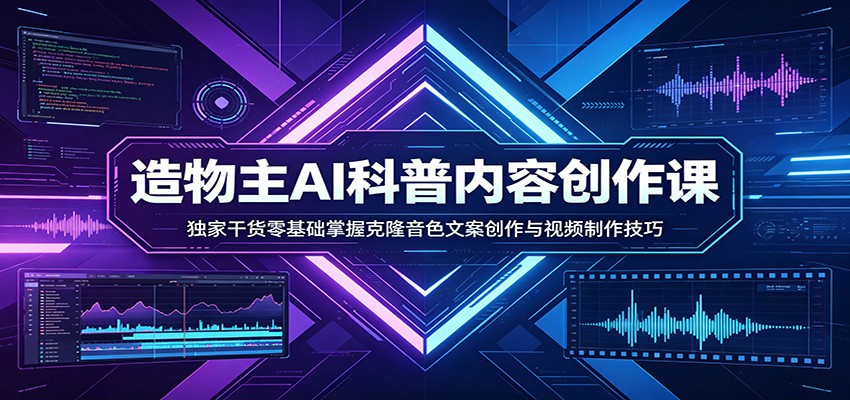 AI科普内容创作课:独家干货零基础掌握克隆音色文案创作与视频制作技巧-九九网创