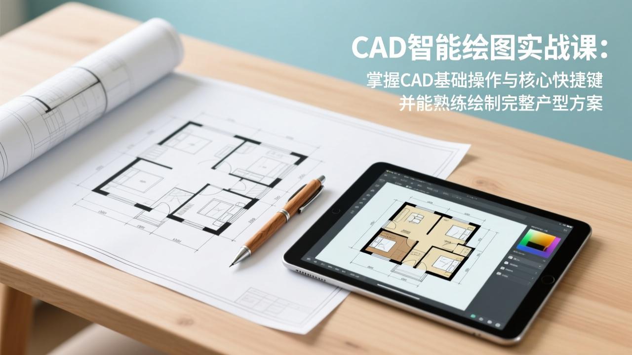 CAD智能绘图实战课：掌握CAD基础操作与核心快捷键，并能熟练绘制完整户型方案-九九网创