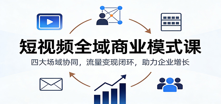 短视频全域商业模式课：四大场域协同，流量变现闭环，助力企业增长-九九网创
