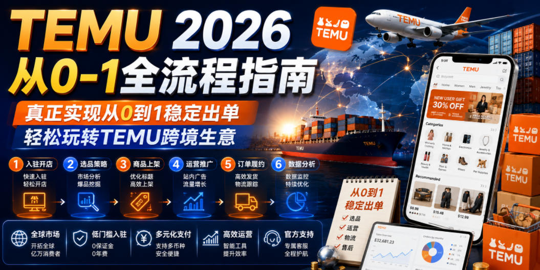 TEMU 2026从0-1全流程指南,真正实现从0到1稳定出单,轻松玩转TEMU跨境生意-九九网创