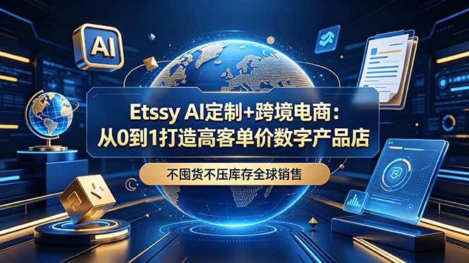 （18974期）Etsy AI定制+跨境电商：从0到1打造高客单价数字产品店，不囤货不压库存全球销售-九九网创