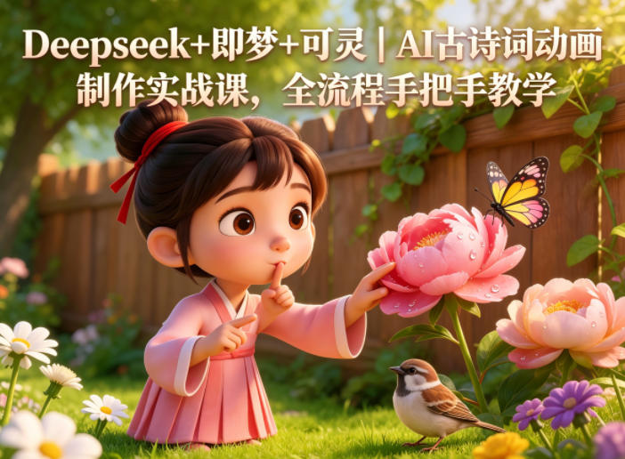 Deepseek+即梦+可灵｜AI古诗词动画制作实战课，全流程手把手教学-九九网创