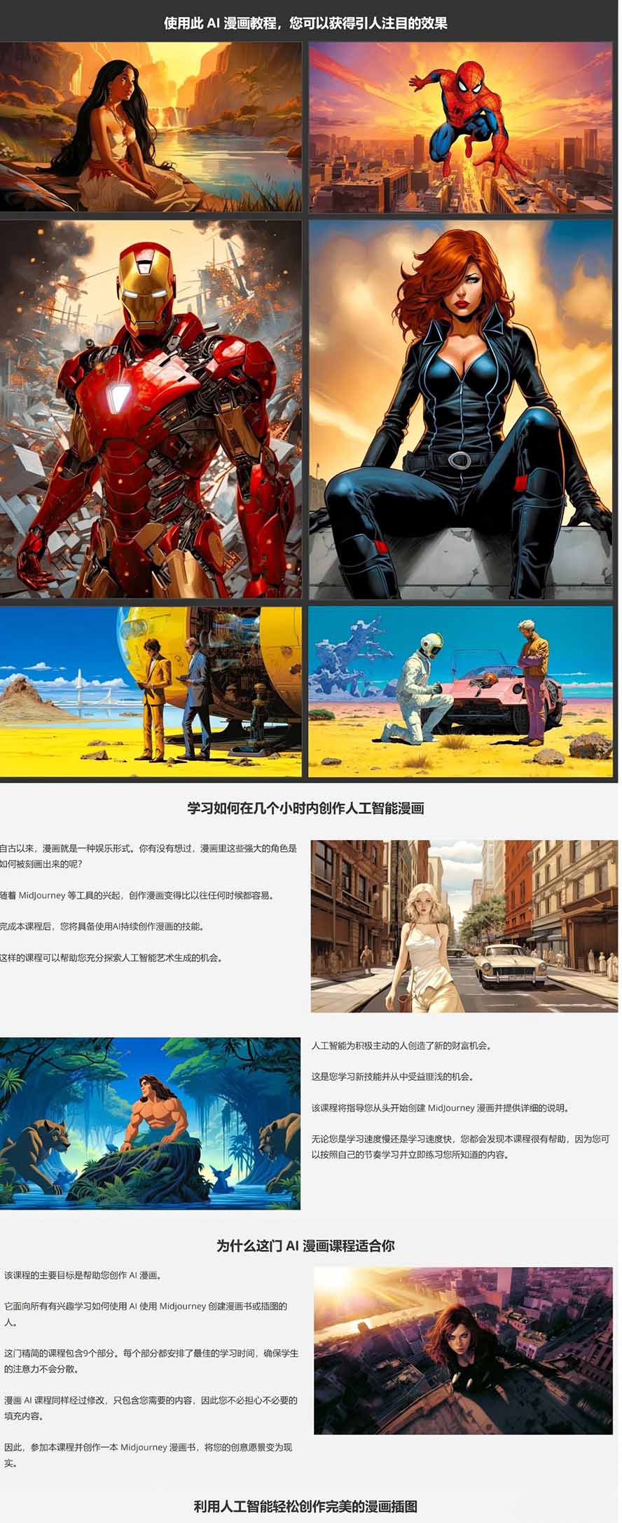 Midjourney AI漫画创作课，脚本构思、人物设计、排版合成，零基础创作完整漫画或系列插画-九九网创