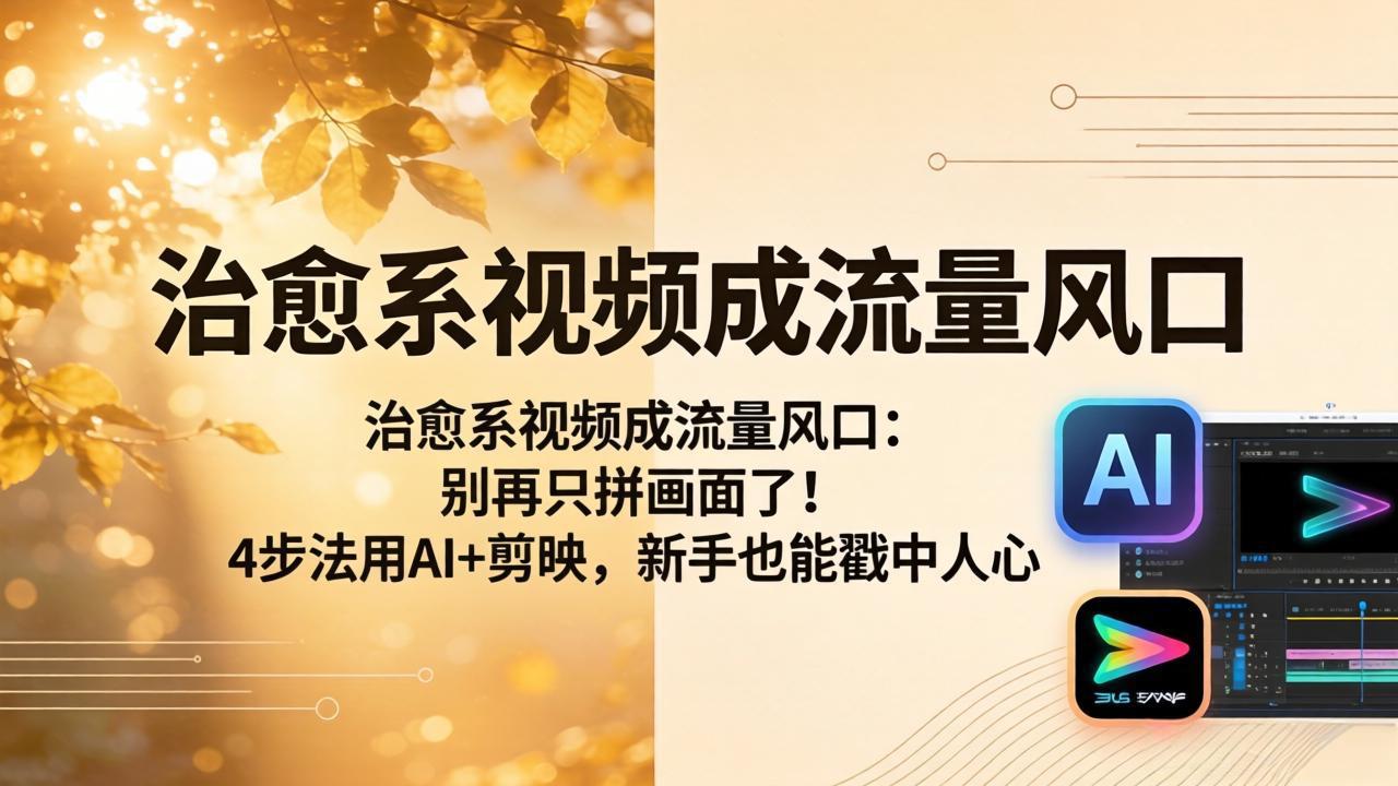 治愈系视频成流量风口：别再只拼画面了！4步法用AI+剪映，新手也能戳中人心-九九网创