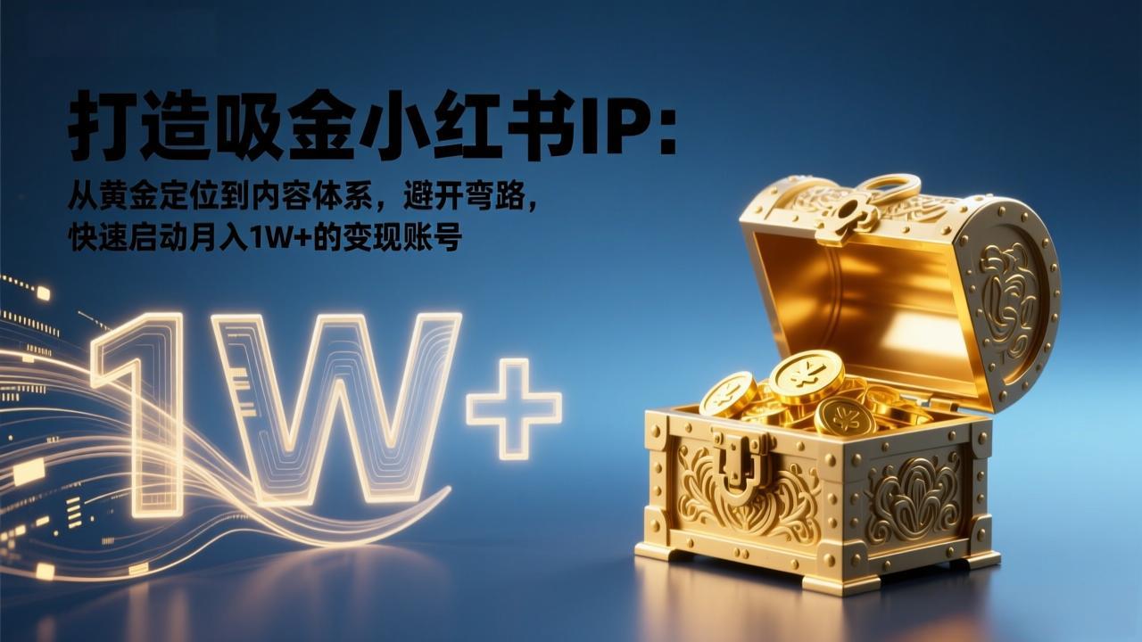 打造吸金小红书IP：从黄金定位到内容体系，避开弯路，快速启动月入1W+的变现账号-九九网创
