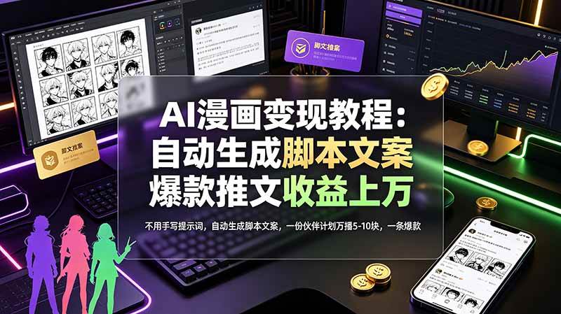 (19170期)AI漫画变现教程:不用手写提示词,自动生成脚本文案,一份伙伴计划万播5-10块,一条爆款推文收益上万 (19170期)AI漫画变现教程:不用手写提示词,自动生成脚本文案,一份伙伴计划万播5-10块,一条爆款推文收益上万