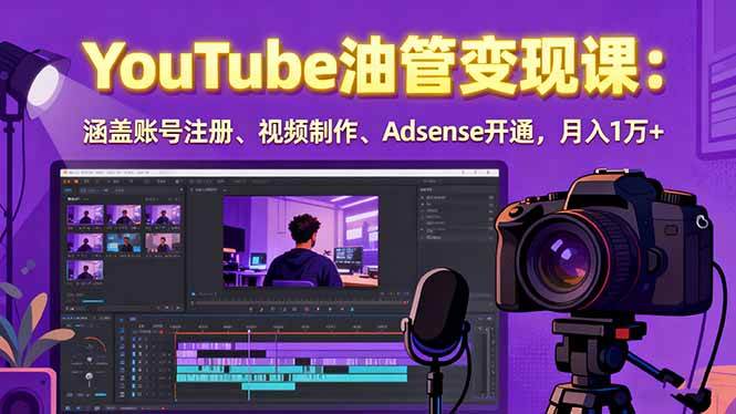 （15987期）2025YouTube油管变现课：涵盖账号注册、视频制作、Adsense开通，月入1万+-九九网创
