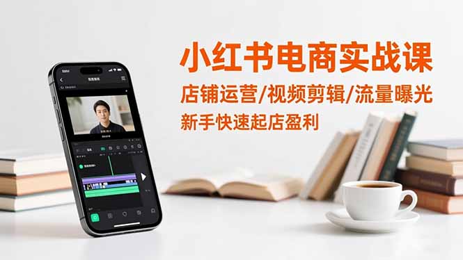 小红书电商实战课：店铺运营/视频剪辑/流量曝光，新手快速起店盈利-九九网创